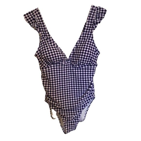 Kona Sol Blue & White Checkered One Piece. Super Cute! - Picture 1 of 5